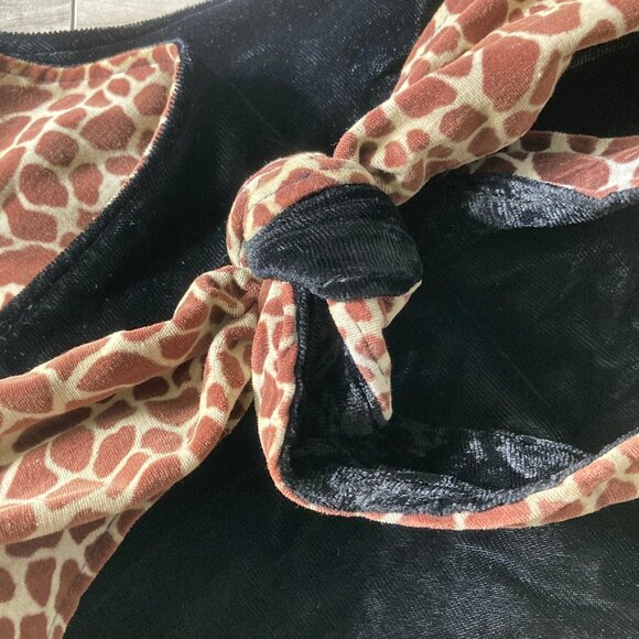 FUN Handmade Giraffe print reversible crossbody velvet purse & shoulder tote - Picture 4 of 9